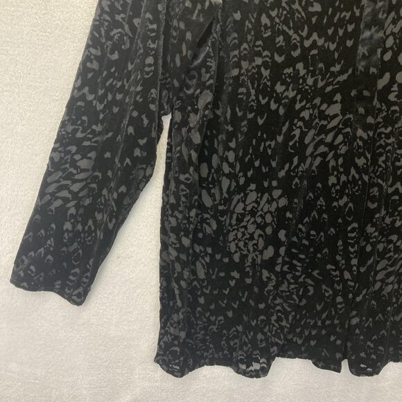 Velvet Burnout Button Up Shirt Womens Large Black Stretch Long Sleeve Witchy - Picture 8 of 14